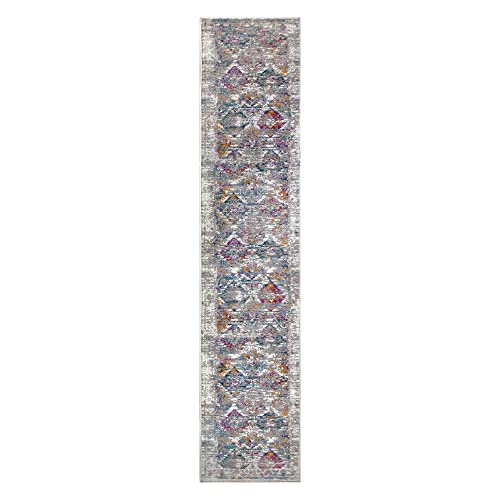 Leick Home 596171 Calian Vintage Multicolor Patchwork Boho Chic verblasst Wohnzimmer Schlafzimmer Flächenläufer 60 x 300 cm Cover