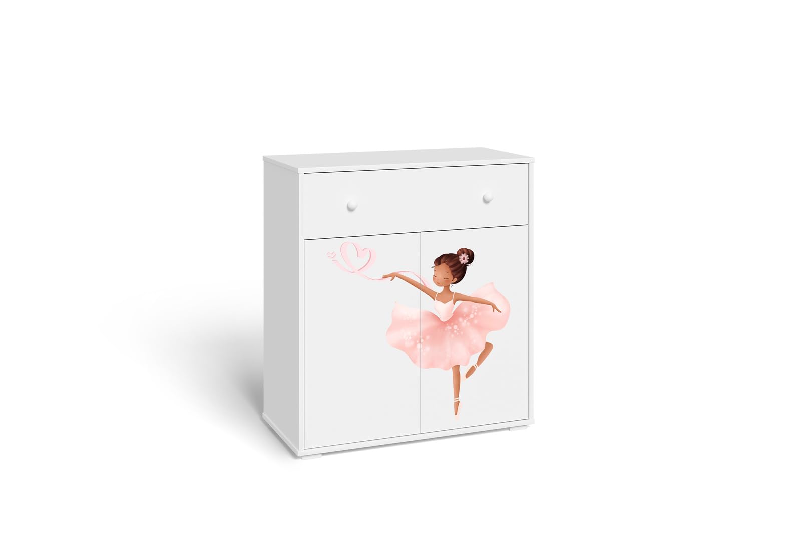 KOBI Cómoda Infantil con un cajón PIXY, Blanca, 89 x 80 cm