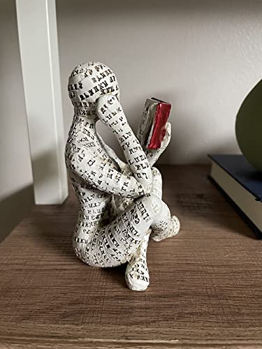 QIYUDA Pulp Reading Women Figurine Resin Thinker Statue Aesthetic Sculpture Room Decor Modern Abstract Decoration on Bookshelf Table Desk for Living Room Office Bedroom Home Decor