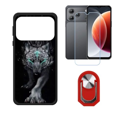 BMPNLSZ �K�pBlackview Wave 7C�p+HD�����K���X�ɓK�����ėpTPU�P�[�X�A�V���J�Q���P�[�X�o���p�[�ی�o�b�N�P�[�X-�ɓK����9�d�x�X�N���C�u�h�~�X�N���[���v���e�N�^(6,56") + ���O���\�Ŕėp�I��360�x��]�\�ȃX�e���g