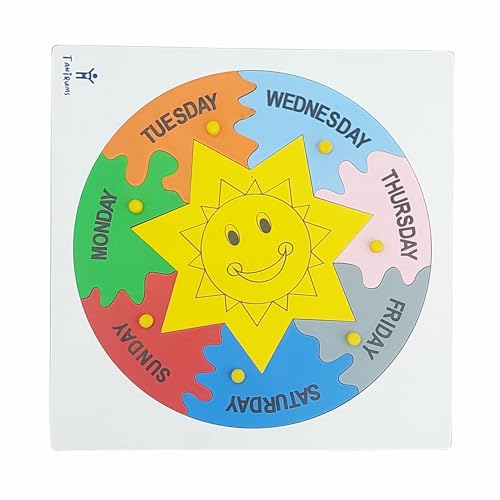 Image of Tantrums Days of The Week Learning Puzzle Board, Wooden Educational Toy with Sun Design, Multicolour,for Kid