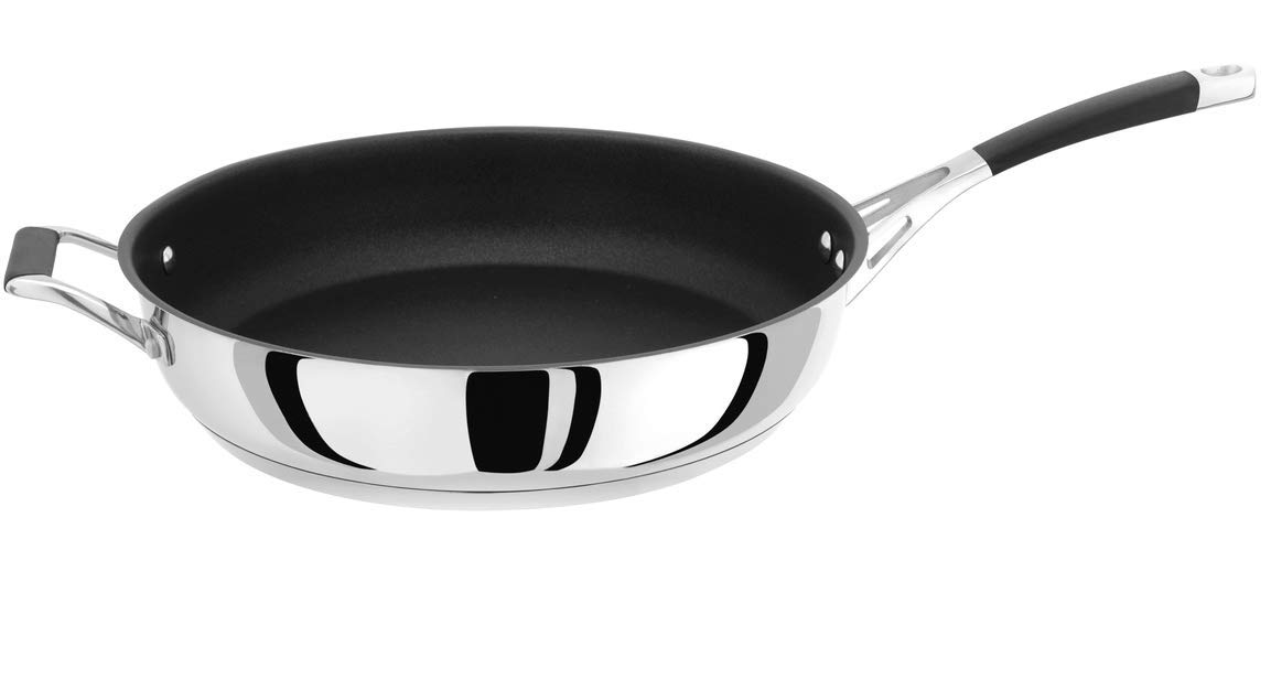 Stellar Silver Flow 30Cm Frying Pan, Non-Stick, Stainless Steel,