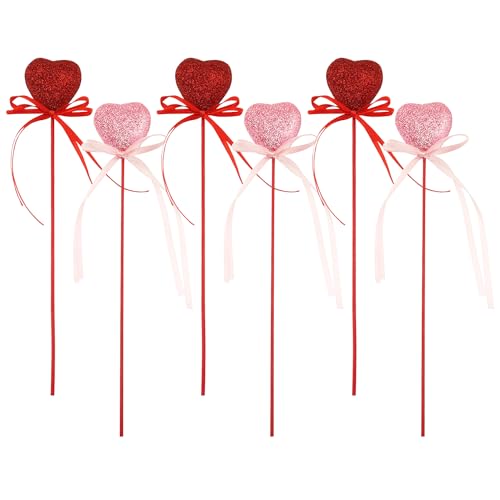 yyangz 12PCS Heart Shaped Bowknot Floral Picks Wedding Decoration Accessories Foam Glitter Heart Picks Valentine