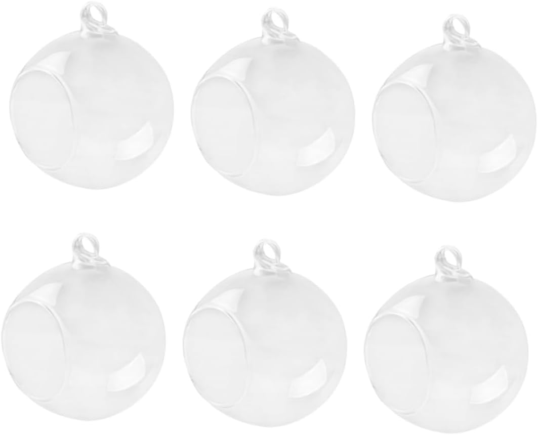6pcs Hanging Glass Vases Flat Base for Succulent Plants Terrarium and DIY Wedding Decor for Home and Landscape Decoration