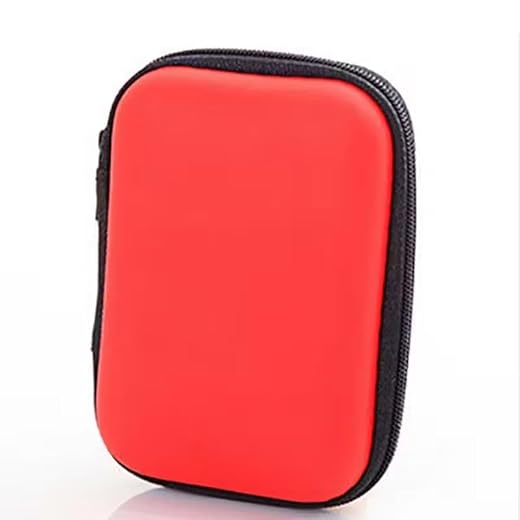 Travel Cable Organizer, Mini Storage Pouch for Data Cables & Earphones, Red