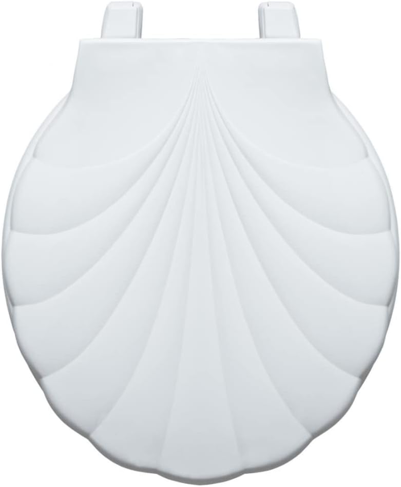 Centoco Lift-Off, Round Toilet Seat, Lift and Clean, Shell Design, Closed Front with Cover, Plastic, Made in the USA, HP30SLC-001, White
