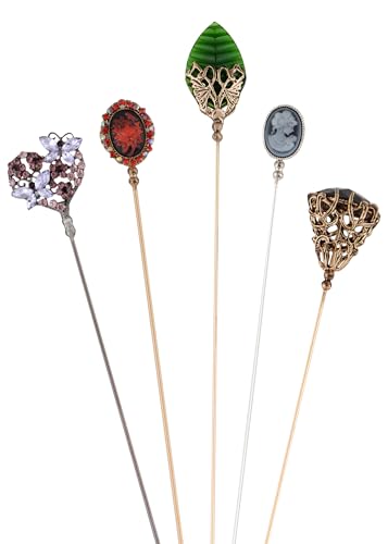 Image of Alilang 5Pcs Vintage Bendable Lapel Pins Classic Pin Brooches Set Accessories for Secure Styling on Hats, Scarves