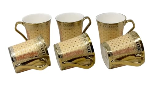 Image of U.P.C. Cup Set of 6 for Tea, Ceramic Tea Cups Set of 6, Microwave Safe Cup, Dishwasher Safe Cups, Bone-Ash Free Coffee Cups Set-150ml.