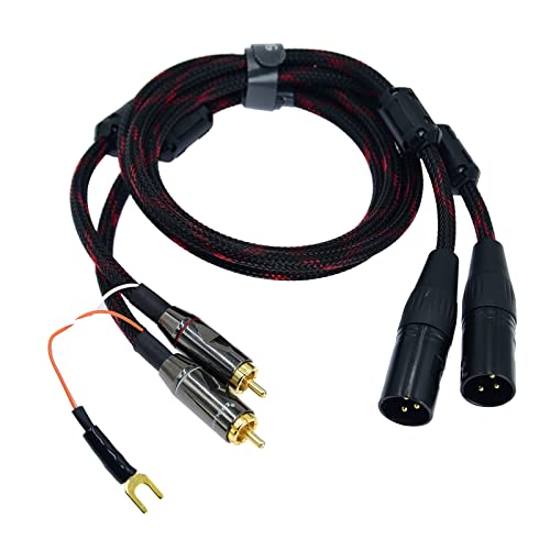 5ft Ultra Low Noise Double Audio 2 RCA to 2 xlr male Cable balance Ground Wire of turntable Independent Shielded Signal Line Preamp LP Vinyl Record Player Amplifier Chassis Gold Plated Connector image 3