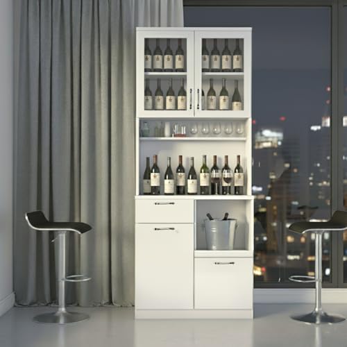 Image of Alpine Willow Crockery Cabinet I Kitchen Cabinet I Bar Cabinet I Multi Purpose Cabinet for Kitchen I Cabinets for Living Room I Crockery Unit I Pantry Unit I Microwave Unit I Hutch