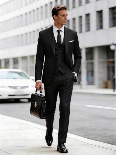 Image of Wangyue Men's Suits 3 Piece Slim Fit Wedding Suits for Men Formal Business Suit Party Prom Tuxedo