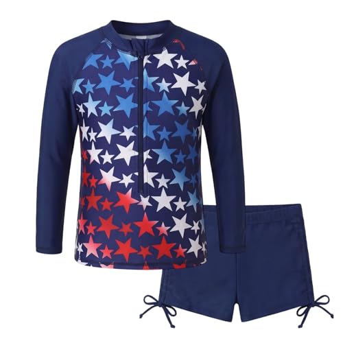 Image of Girls Rash Guard Set for Girls Long Sleeve Swimsuits Hawaiian Two Piece Bathing Suits Swimwear Set