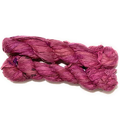 Sari Silk Ribbon Yarn For Knitting, Crochet, Jewelry Making, Gift Wrapping 100 Grams (Pink) #TOP2