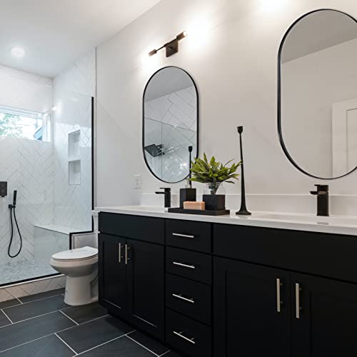 Andy Star Black Oval Mirror, 20X33’’ Oval Black Mirror Stainless Steel Metal Pill Mirror For Bathroom, Entryway, Living Room, Contemporary 1" Deep Set Design Wall Mount Hang Vertical Or Horizontal #TOP6
