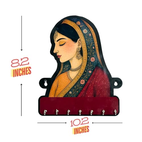 Image of Royal Graceful Lady MDF Key Holder - Decorative Modern Wall Art for Home | Elegant Key Organizer for Bedroom, Living Room, Guest Room & Dining Area