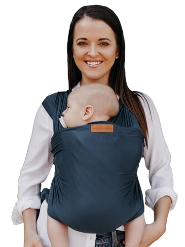 Image of Tuck and Bundle Baby Wrap Carrier for Newborns, Infant Carrier for Babywearing, 8-35 lb Lightweight Soft Tencel Modal Baby Wraps, Baby Essentials, Best for Baby Shower, 0-18 Months Old - Harbor Blue