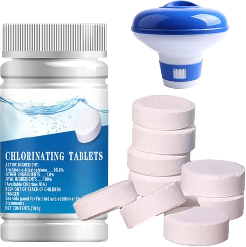 100g Swimming Pool Chlorine Dispenser Cleaning Kit with Purifier Tablets - Long-Lasting Floating Chemical Feeder for Hot Tubs & Pools Easy-to-Use & Debris-Repelling Design