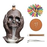 Comeon Skull Decor Incense Stick Holder Reverse Flow Censer Waterfall Burner Set + Backflow Incense Cones, Incense Sticks, Tweezers, and Mat