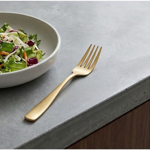 Image of 7.7 inch Aurum Gold Dinner Forks Set of 4 - Food-Grade 18 /8 Stainless Steel Silverware, Durable Mirror Polished Metal Forks, Dishwasher Safe, Perfect for Home, Restaurant, and Gifting