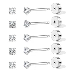 5Pairs 2mm-Silver-Tiny flat back earrings Set