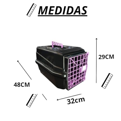Caixa De Transporte Para Viagens Cães Gatos Coelhos N3 Cor Rosa e Preto