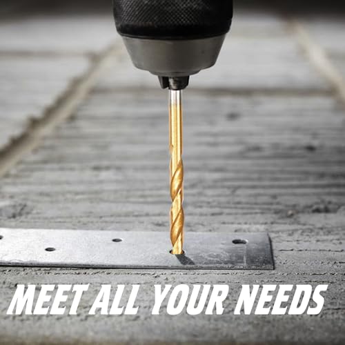 TUMAX SAE 99PCS Titanium Coated Drill Bit Set, 135° Tip High Speed Steel, Twist Drill Bit Set with Storage Case for Aluminum, Copper, Soft Alloy Steel, Wood, Plastic Size from 1/16" to 3/8" - Image 5