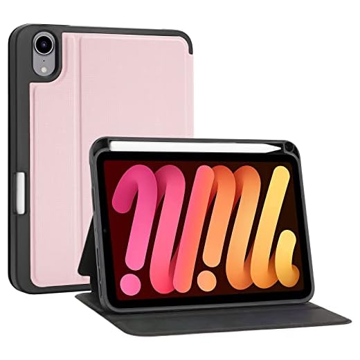 ProCase Fodral Skal för iPad Mini 6:e 8,3 tum 2021med Pennhållare, Slim Business Fodral Folio Skyddande Stötsäkert Slimmat Skyddsfodral Cover Case -Rosa