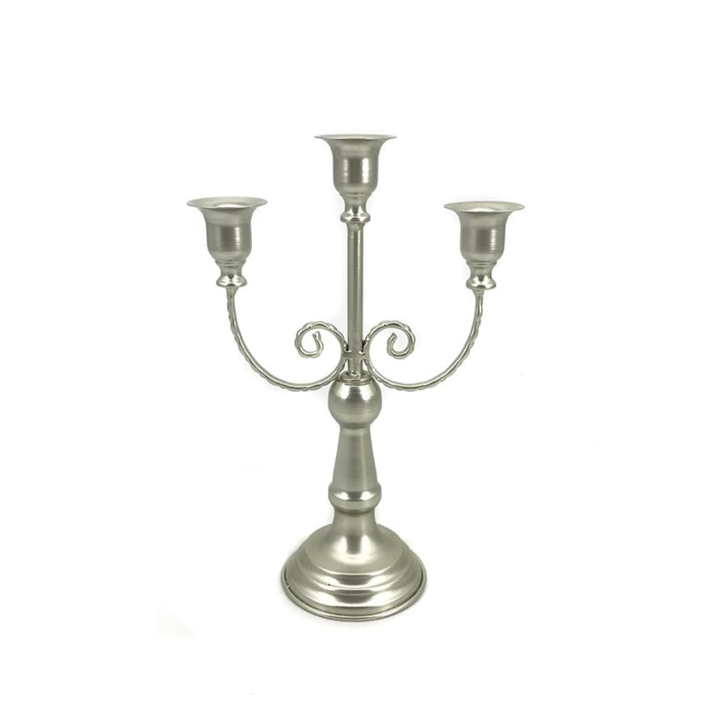 HTTGDGDH Silver Vintage Metal European Candle Holder Ornament Decorative Candle Holder,Argento-Size