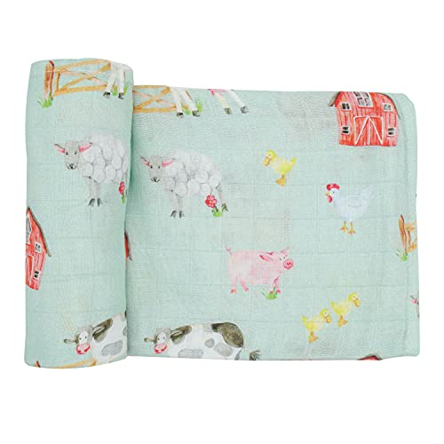 Image of immispace - Ultra Soft Swaddle Blanket | Muslin Blankets for Girls & Boys | Newborns & Infants Gifts | 30% Organic Cotton + 70% Rayon | Large 47" x 47" | Machine Washable (Farm)