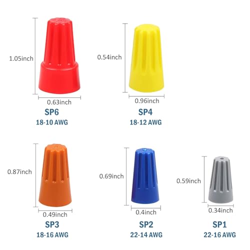 Fidioto 100pcs SP4 Yellow Electrical Wire Connectors Screw Terminals, 18-12 AWG Spring Insert Twist Nuts Caps Connection Assortment Set, Portable Wire Caps for Quick Connection - Thumbnail 2