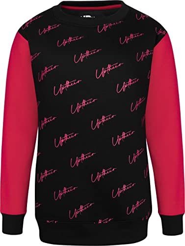 Uptheir Dream Women's Signature Logo Sweatshirt in Pink - Plus Size Stylish Jumper with Contrast Sleeves - Comfortable Fit Casual Pullover - 4XL