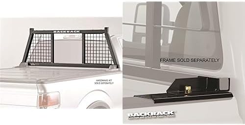 RealTruck Backrack Half-Safety Rack Frame + Hardware Kit for use w/Standard Bed, Combo | Black, No Drill | 149SM & 30122 | Fits 2019-2025 Chevrolet/GMC Silverado/Sierra 1500