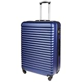 Christian Wippermann XL 4-Rollen Koffer blau groß 49x75x32 cm Check-in mit Schloss | bis 117 Liter, 3,9 kg leicht |für Männer & Frauen