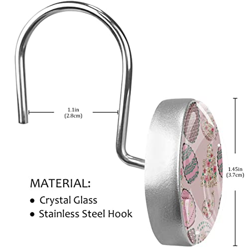Crochets pour rideau de douche anti-rouille lot de 12 fixations stables œufs de Pâques rose - 4