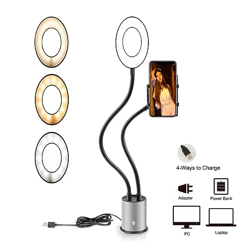 Hemobllo 2 Peças Suporte De Telefone Com Luz Anelar Suporte De Telefone De Maquiagem Suporte De Tele
