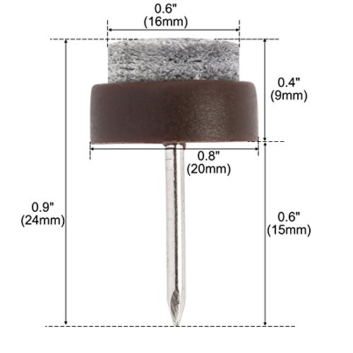 Sourcingmap Family Table Chair Furniture Feet Legs Floor Protector Felt Pad Nails 20mm/0.8" Dia Pack of 8 - Image 2