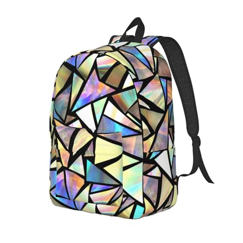 Iridescent Bright Colorful Backpack for Girls Boys Women Lightweight Canvas Bookbag Casual Daypack for Travel Outdoor Camping, 17 Inch4