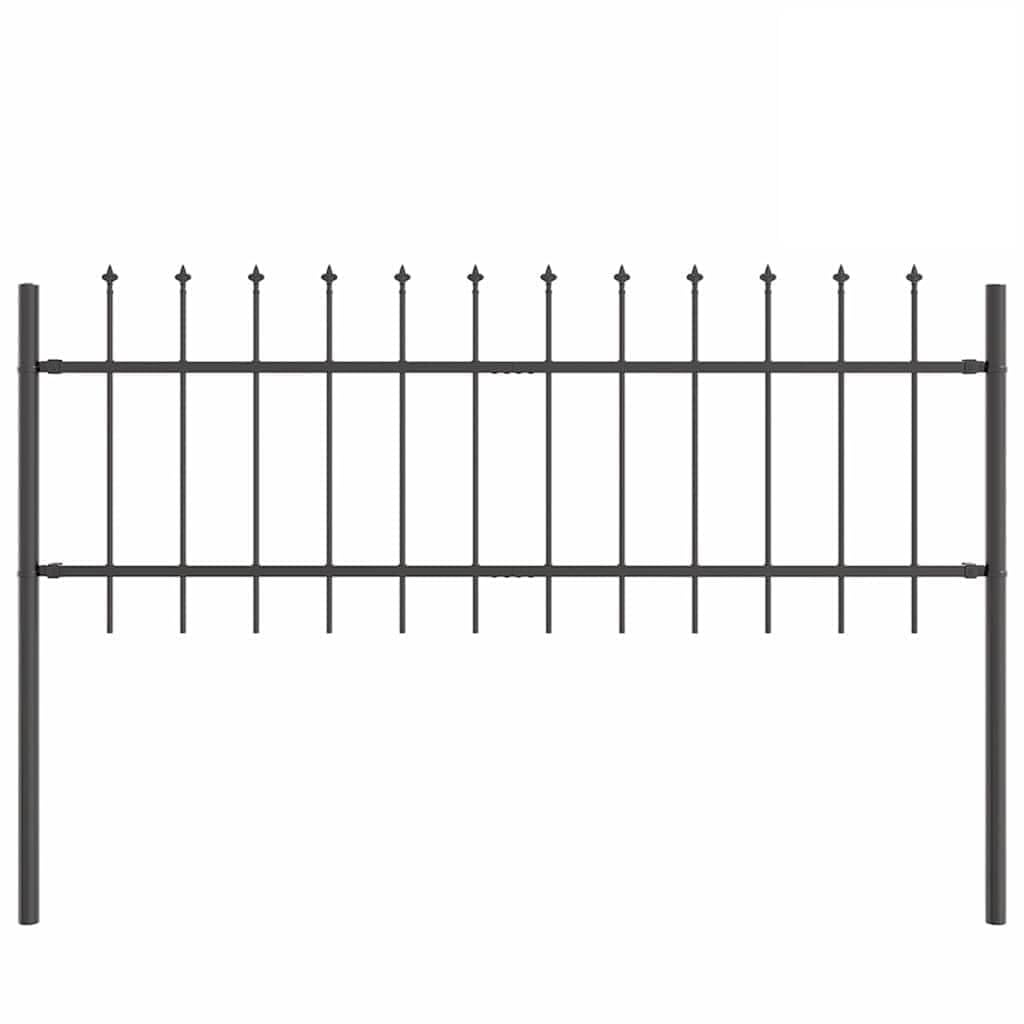 Garden Fence 5 Panels Grey 8.5 x 0.6 m Powder-Coated Steel Outdoor Boundary, Secure Privacy Barrier for Backyard Terrace, Durable Rectangular Fencing Kit, Easy DIY Assembly
