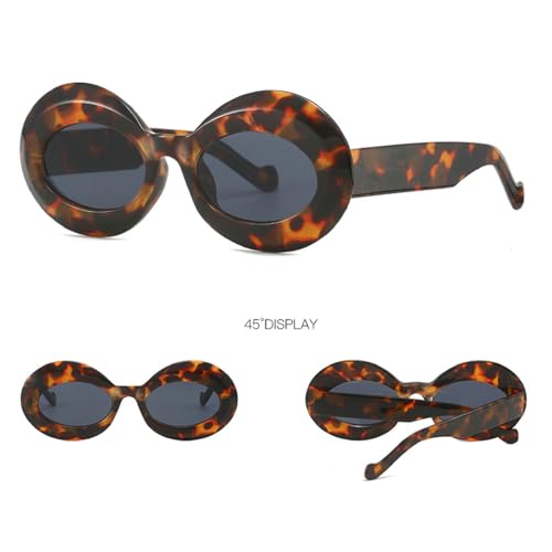 Oval Sunglasses for Women Trendy Y2K Style Design Sun Glasses UV Protection 2000S Oversized Vintage Round Shades2