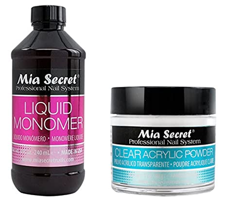 Mia Secret Liquid Monomer 8 oz and CLEAR Powder 1 oz