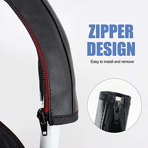 Griffschutz Kinderwagen Kinderwagen Griff 2 Stücke Leder Kinderwagen Griffbezug Universal Griffbezug mit Reißverschluss für Die Meisten Kinderwagen Geeignet - Schwarz