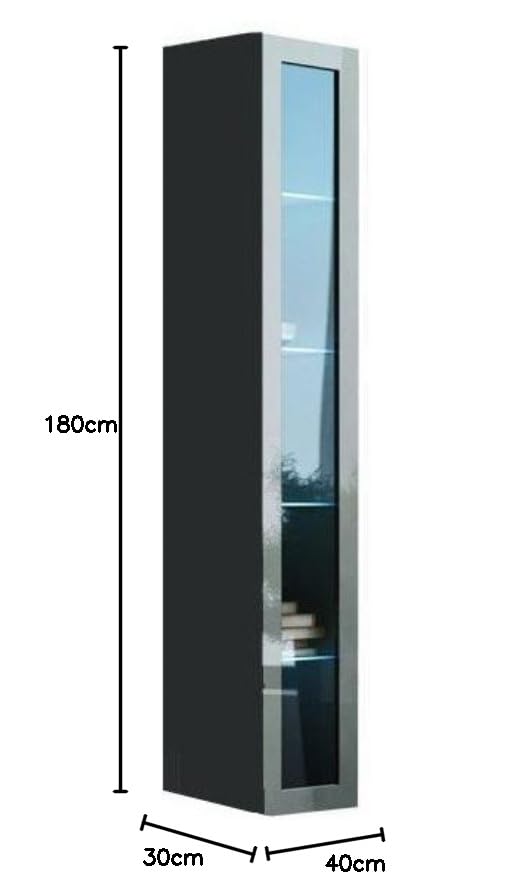 Furniture24 Hängevitrine Vigo 40x180x30cm - Wandvitrine Mit Push To Open Wotan Eiche