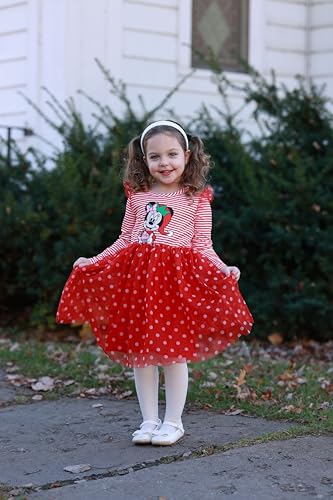 Image of Disney Girls' Tulle Tutu Dress Birthday Party Outfit Baby /Toddler | Officially Licensed, Frozen Elsa, Minnie, Princess, Velvet Top with Belt, Multi-Layer Mesh Skirt, Ruffle Long Sleeve Clothes