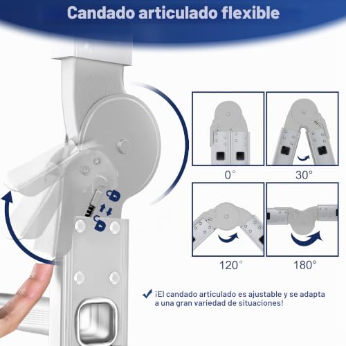 Miniatura 5 de Uisebrt Escalera Multiusos De Aluminio 4 X 3 Con Plataforma 6 En 1 Escalera Multifunción 340 Cm Escalera Plegable Escalera Articulada De Aluminio Escalera Combinada De Hasta 150 Kg Color Plateado