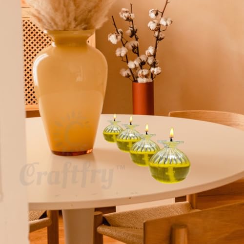 Image of Glass Fancy Udupi Nanda Table Diya | Akhand Glass Diya | Chambu Diya for Puja Room, Temple Home Office Festive Decor (Pack of 12)