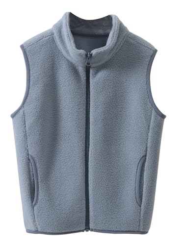 Happy Cherry Boys Girls Polar Fleece Vest Zip Up Sleeveless Coat Unisex Winter Warm Jacket Outerwear Kids 5-12 Years