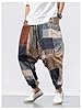 BEAUDRM Men's Color Block Patchwork Baggy Harem Pa... #4