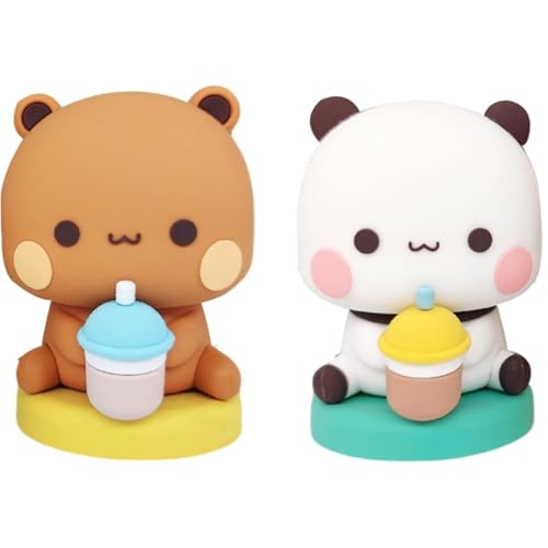 Yoimckay 2 Pezzi Figura Animata Panda Kawaii Decorazione Auto, Ornamento Interno Auto Kawaii Ornamento Decorativo per Bambini Ragazze Ragazzi Ufficio