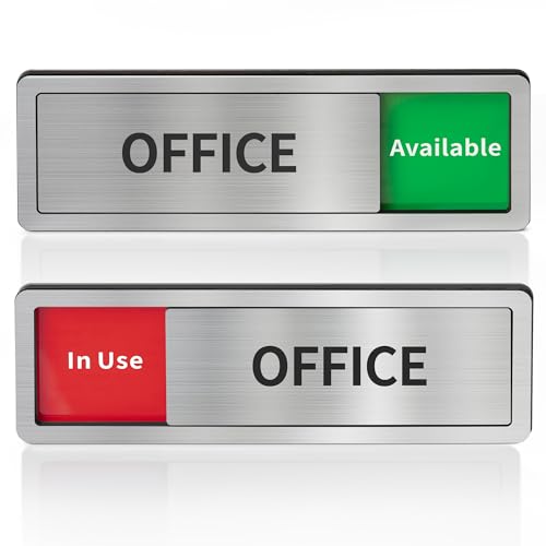 Image of Office Door Signs Do Not Disturb, In Use /Available Slider Sign for Home Office Wellness Conference Vacant Occupied Privacy Slide Door Sign，Brushed Silver