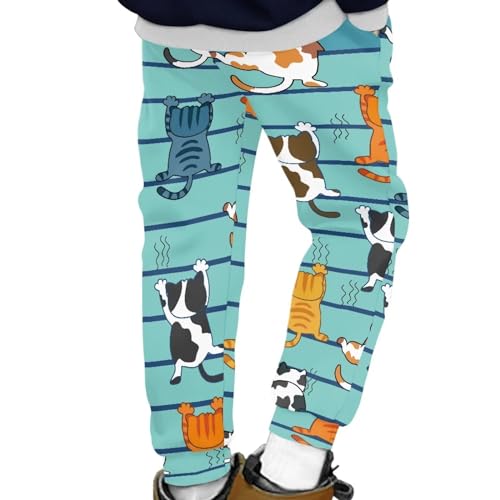 AmzPrint Kids Cat Sweatpants Baggy High Waisted Fall Lounge Pants Cinch Bottom Joggers for Girls2